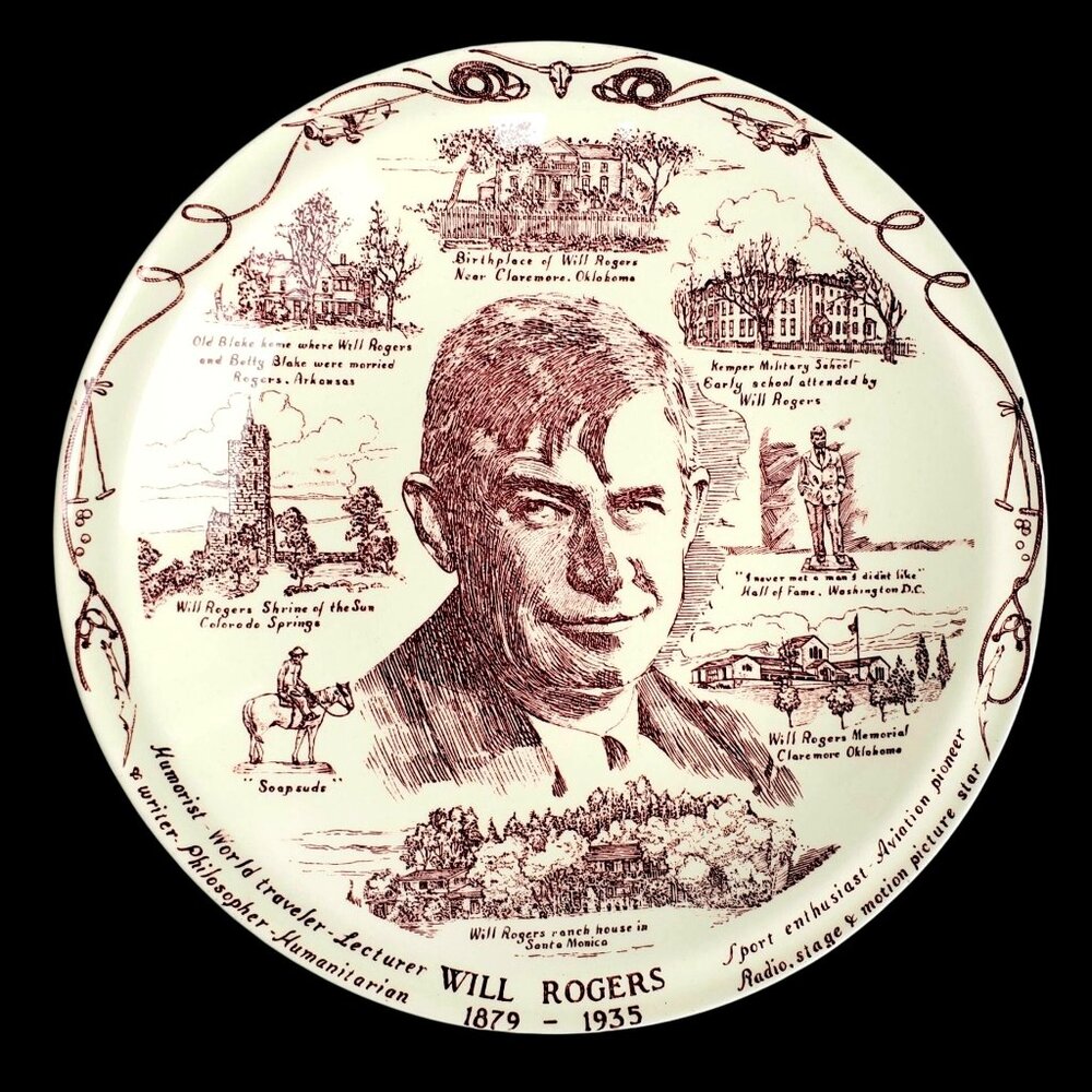 Vintage Vernon Kilns Collectible Plate Will Rogers Santa Monica California